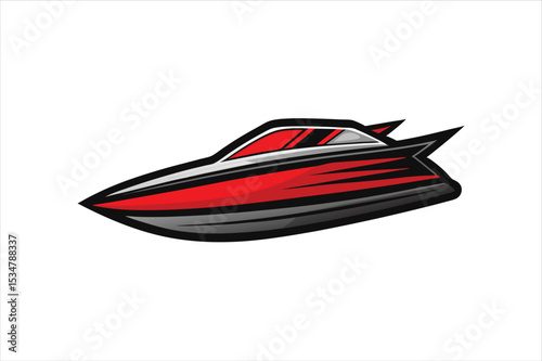 High-Speed Boat Vector Art on White Background for Marine Themes Use
