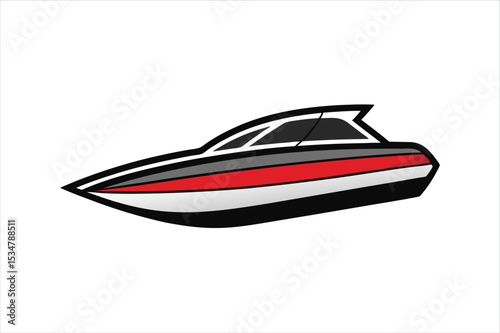 Vector Illustration art of Speedboat for Travel and Nautical Projects