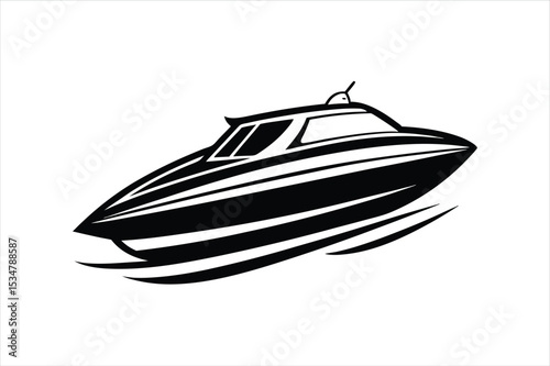 Watercraft Speedboat Vector Graphic for Marine and Holiday Concepts