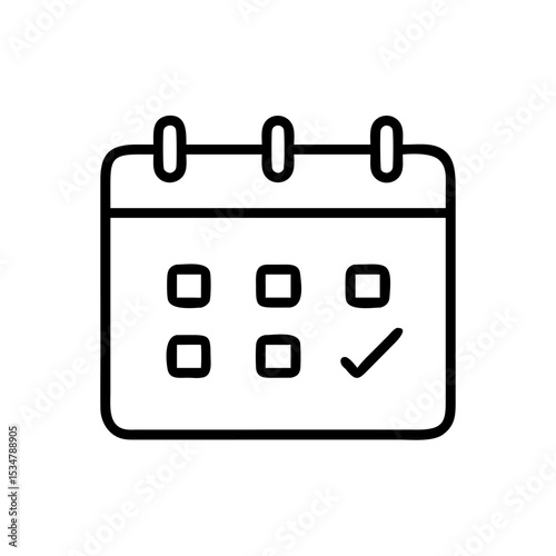 "Minimal Calendar Planner Icon – Simple Line Art Schedule Symbol for Date Management, Time Planning, Event Organization, and Productivity Tools"
