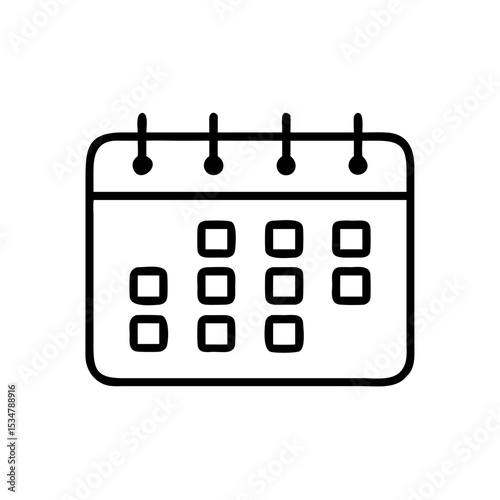 "Minimal Calendar Planner Icon – Simple Line Art Schedule Symbol for Date Management, Time Planning, Event Organization, and Productivity Tools"