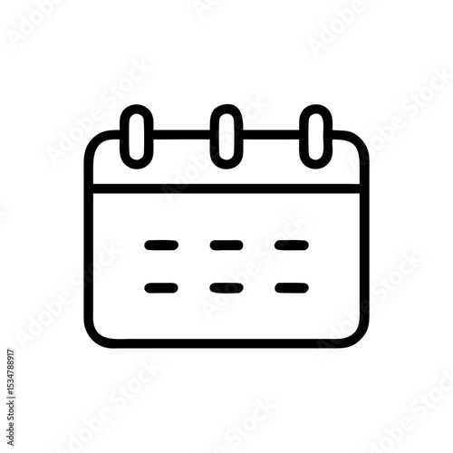 "Minimal Calendar Planner Icon – Simple Line Art Schedule Symbol for Date Management, Time Planning, Event Organization, and Productivity Tools"
