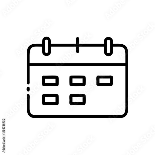 "Minimal Calendar Planner Icon – Simple Line Art Schedule Symbol for Date Management, Time Planning, Event Organization, and Productivity Tools"