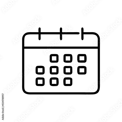 "Minimal Calendar Planner Icon – Simple Line Art Schedule Symbol for Date Management, Time Planning, Event Organization, and Productivity Tools"