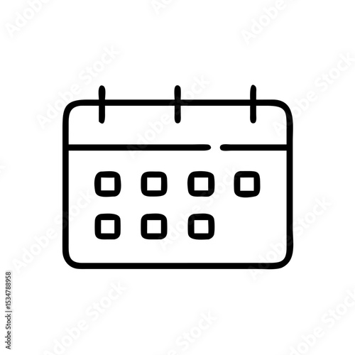 "Minimal Calendar Planner Icon – Simple Line Art Schedule Symbol for Date Management, Time Planning, Event Organization, and Productivity Tools"