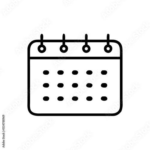 "Minimal Calendar Planner Icon – Simple Line Art Schedule Symbol for Date Management, Time Planning, Event Organization, and Productivity Tools"