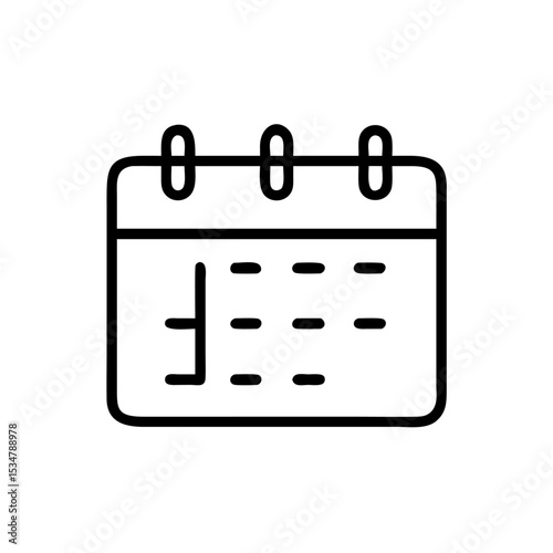 "Minimal Calendar Planner Icon – Simple Line Art Schedule Symbol for Date Management, Time Planning, Event Organization, and Productivity Tools"