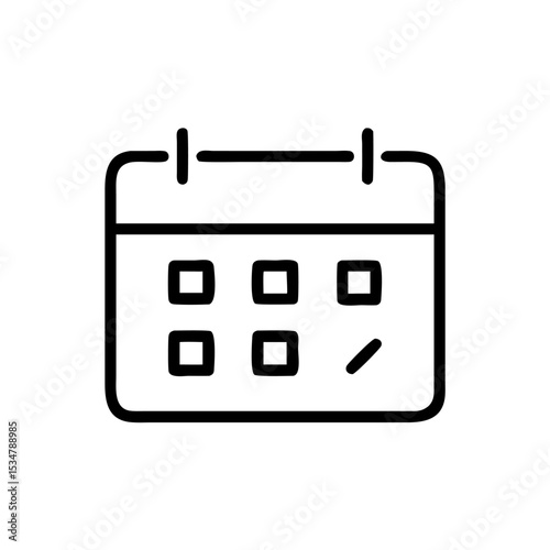 "Minimal Calendar Planner Icon – Simple Line Art Schedule Symbol for Date Management, Time Planning, Event Organization, and Productivity Tools"