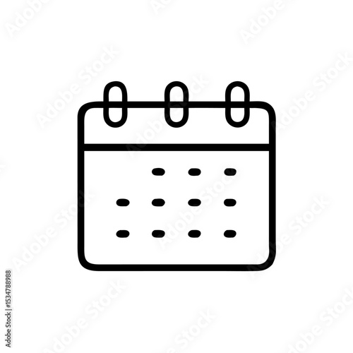 "Minimal Calendar Planner Icon – Simple Line Art Schedule Symbol for Date Management, Time Planning, Event Organization, and Productivity Tools"