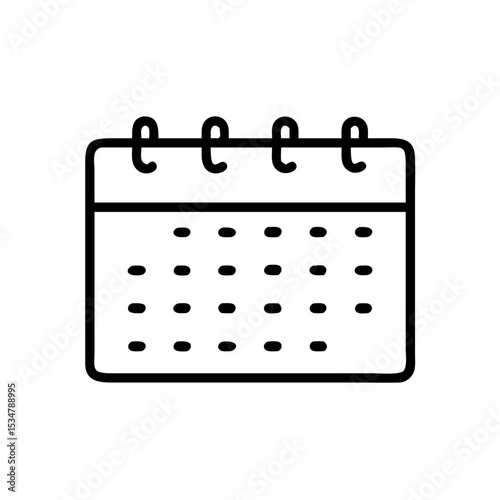 "Minimal Calendar Planner Icon – Simple Line Art Schedule Symbol for Date Management, Time Planning, Event Organization, and Productivity Tools"