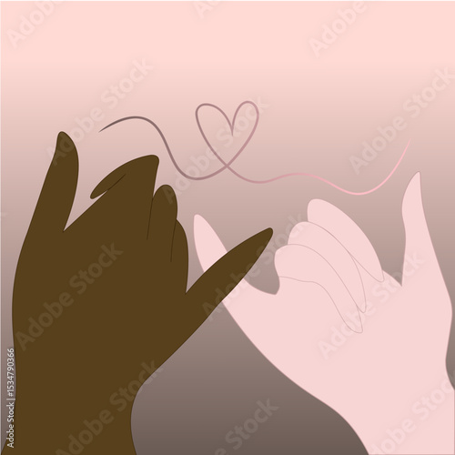 Love and Unity Between Races – Holding Hands with Pinky Promise / Amor e união entre raças – Mãos dadas com promessa de dedinho