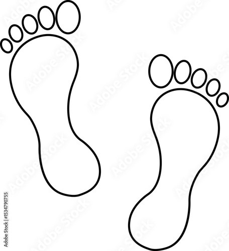 Footprints human icon in line silhouette, isolated on transparent background.