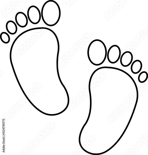Footprints human icon in line silhouette, isolated on transparent background.