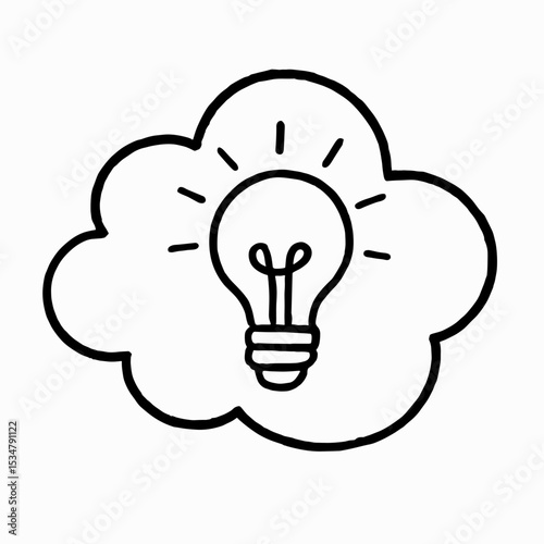 Cloud with lightbulb — represents creative thinking and cloud-based ideas