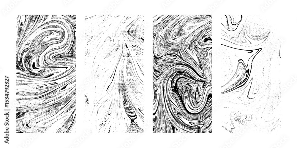 Fototapeta premium Set of different distressed black grain texture. Grunge overlays vector with torn, grain, worn, grainy effects. Overlay texture stamps with damaged edges. The effect of worn paper with traces 
