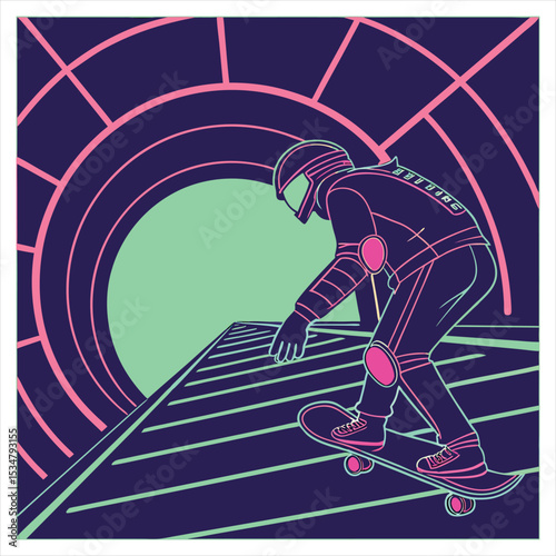 roller skating on the road,t-shirt design