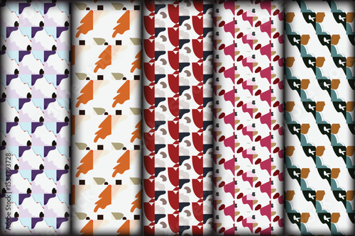 Abstract geometric seamless pattern design for fabric and textile applications with trendy shapes and modern visual symmetry for decor use