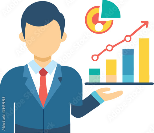 Businessman presenting positive financial growth chart