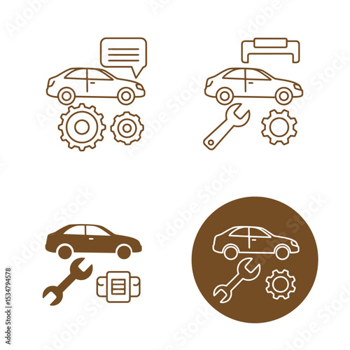 Automotive repair and maintenance concept illustrative icons representing car service and mechanic work