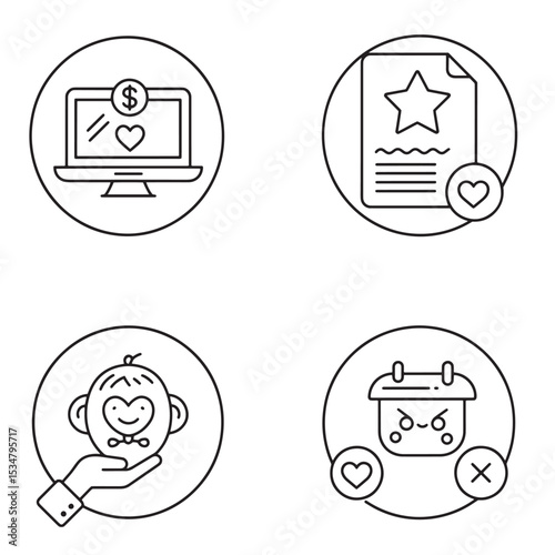 Collection of modern vector icons featuring money favourites baby and appointment symbols