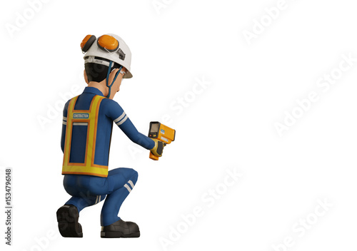 Fototapeta Naklejka Na Ścianę i Meble -  Industrial worker is measuring the temperature with the pyrometer