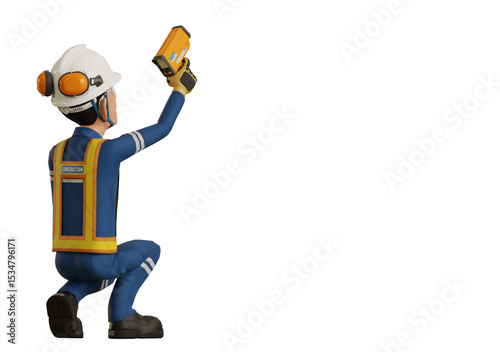 Fototapeta Naklejka Na Ścianę i Meble -  Industrial worker is measuring the temperature with the pyrometer