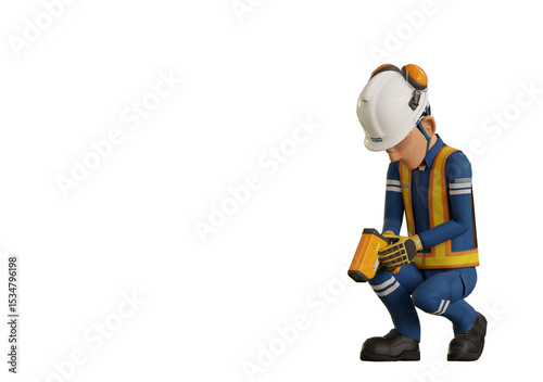 Fototapeta Naklejka Na Ścianę i Meble -  Industrial worker is measuring the temperature with the pyrometer