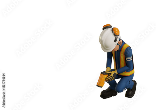 Fototapeta Naklejka Na Ścianę i Meble -  Industrial worker is measuring the temperature with the pyrometer