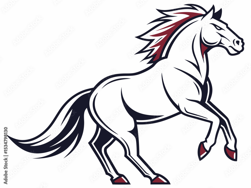Obraz premium Dynamic Horse with Horseshoe, Symbol of Luck and Fortune