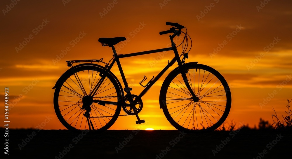 Obraz premium Silhouette bicycle sunset