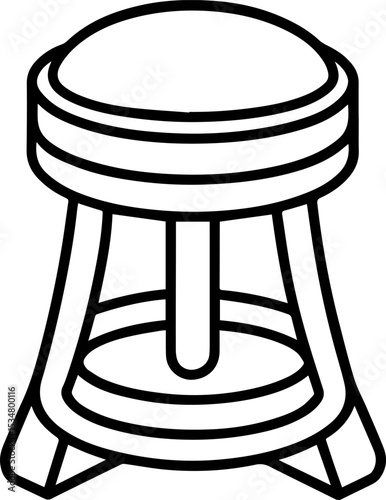 Boxing corner stool outline vector illustration, line art