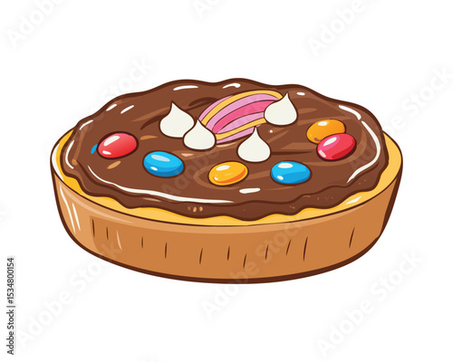 Chocolate Tart with Colorful Candy Toppings and Drizzled Icing