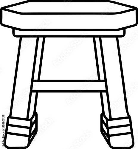 Boxing corner stool outline vector illustration, line art