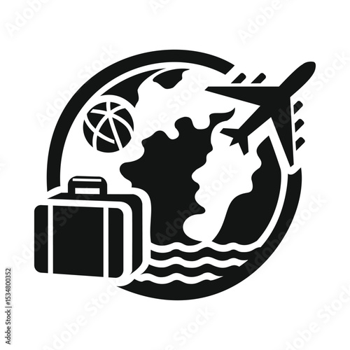 Plane Globe Icon stock vector illustration flat design
