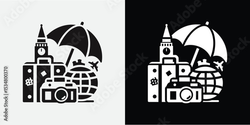 Plane Globe Icon stock vector illustration flat design
