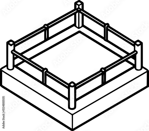 boxing ring outline vector illustration, line art