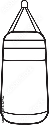 punching bag outline vector illustration, line art
