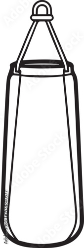 punching bag outline vector illustration, line art