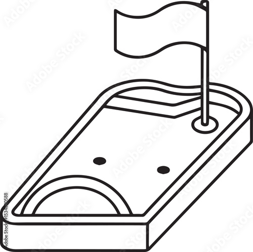 putting green outline vector illustration, line art