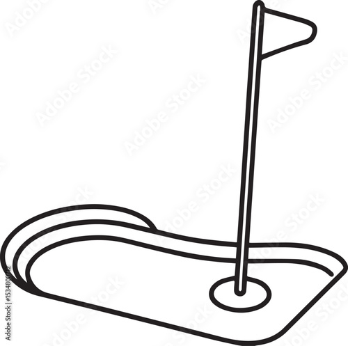 putting green outline vector illustration, line art