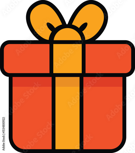 Surprise element icon. A wrapped gift box with a ribbon, symbolizing a birthday present, holiday surprise, or celebration. Flat outline vector illustration.