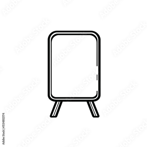 Black and White Outline Drawing of a Menu Board Sign on Legs Art