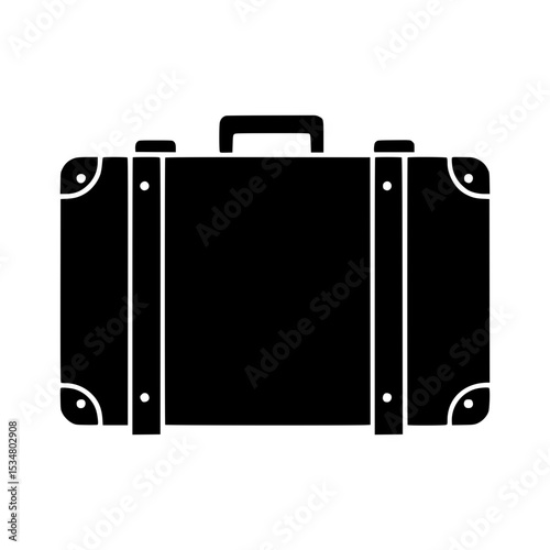 Vintage Suitcase Icon - Black Outline