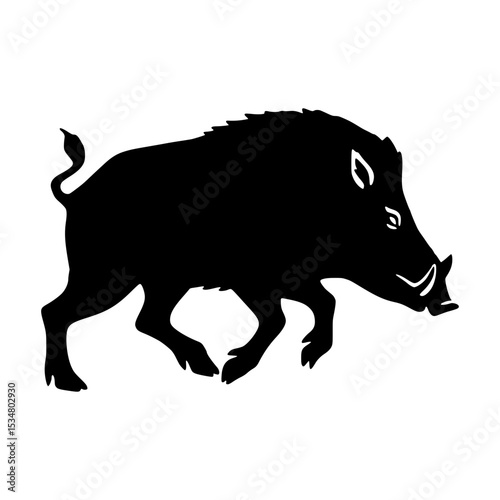 Silhouette Wild Boar Vector Illustration