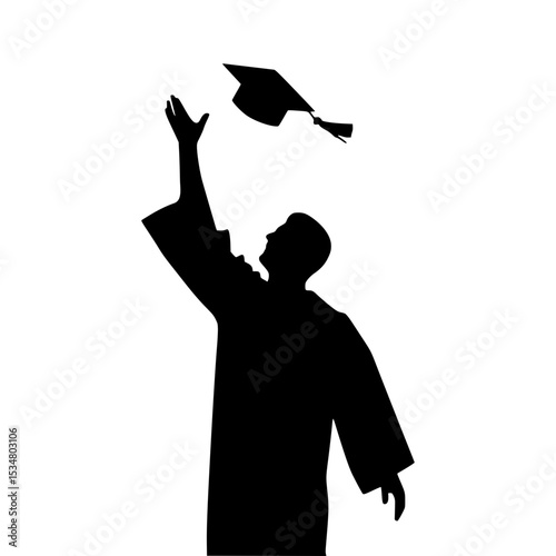 Silhouette Graduation - Throwing Cap
