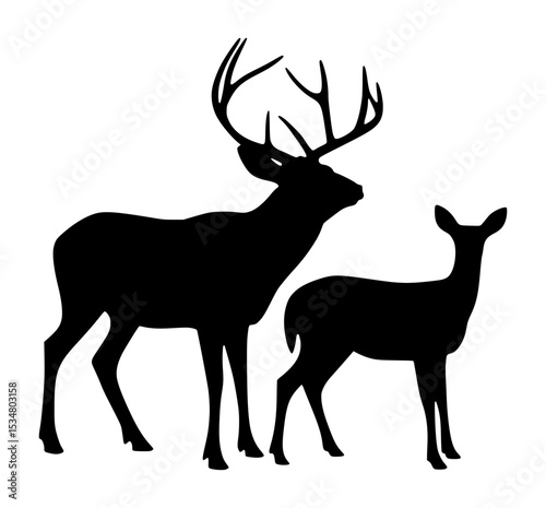 Silhouette Deer Pair - Minimalist Design