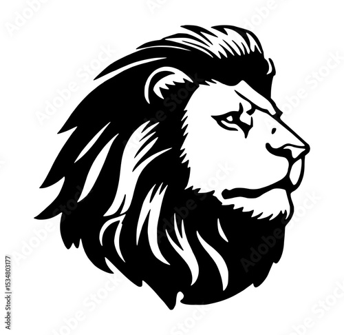 Black & White Lion Head Silhouette