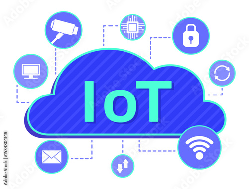Cloud Computing Connecting with Digital Equipment via Wi-Fi Signal by IoT or Internet of Things Technology Concept Illustration Clip Art