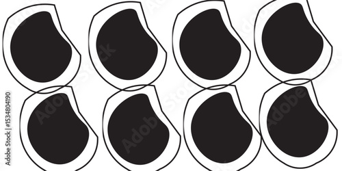 Organic amoeba blob shape abstract green color with line vector illustration isolated on transparent background. Set of irregular round blot form graphic element. Doodle drops with outline circle