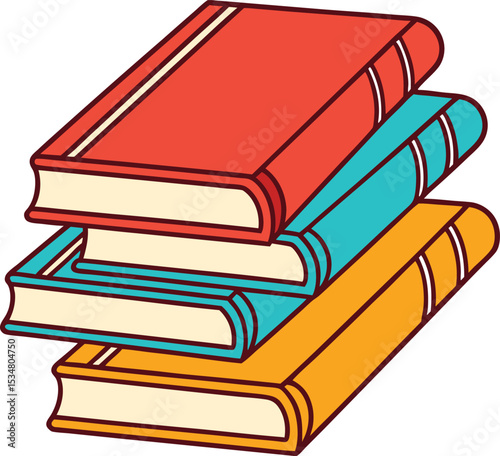 Stack of three colorful books illustration